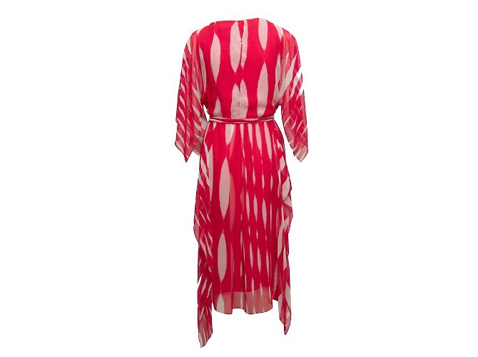 Vestido Midi Estampado Hanae Mori Rojo Y Blanco Talla M Roja - vista 4