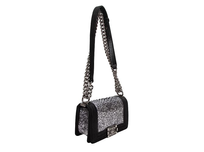 Boy Borsa da ragazzo piccola Chanel in pelle e pelle di serpente nera e argento Nero - vista 2