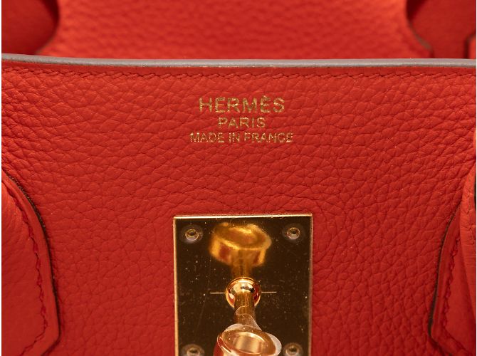Hermès Rote Capucine Hermes Togo 35 Birkin-Tasche - Ansicht 4