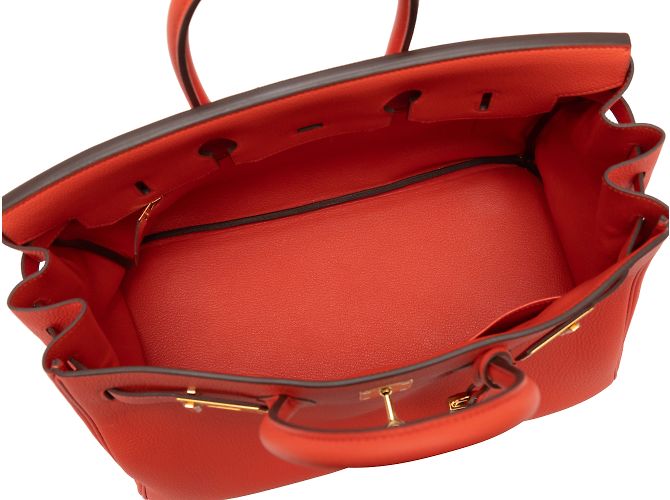 Hermès Rote Capucine Hermes Togo 35 Birkin-Tasche - Ansicht 5