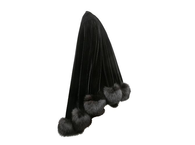 Schwarz J. Mendel-Schal mit Samt- und Fuchspelzbesatz, Größe O/S - Ansicht 2
