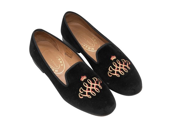Stubbs & Wootton Mocassini in velluto Stubbs e Wootton neri e multicolori 37.5 Nero - vista 2