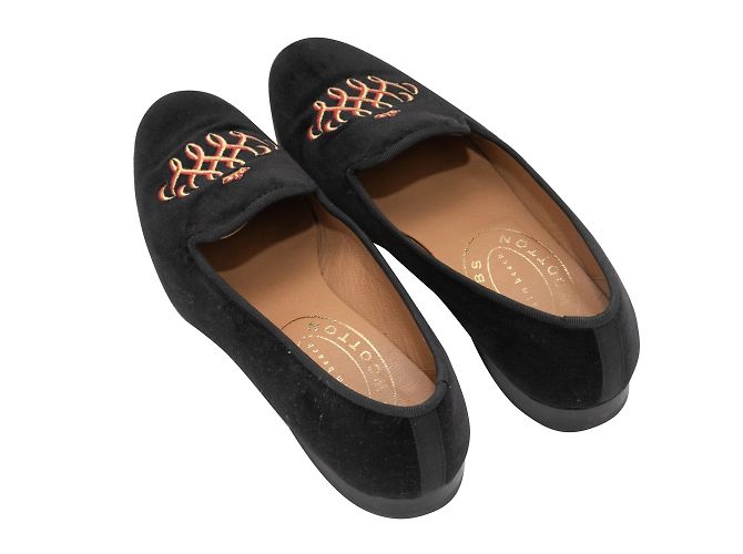 Stubbs & Wootton Mocassini in velluto Stubbs e Wootton neri e multicolori 37.5 Nero - vista 3