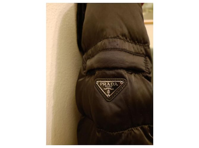 Prada Black Leather and Polyamide Down Jacket - view 10