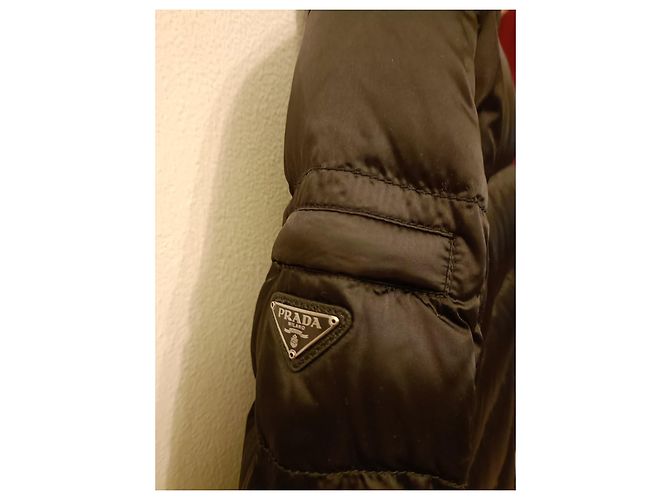 Prada Black Leather and Polyamide Down Jacket - view 11