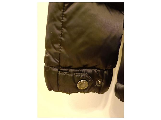 Prada Black Leather and Polyamide Down Jacket - view 12