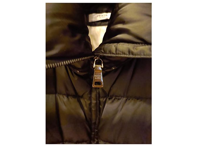 Prada Black Leather and Polyamide Down Jacket - view 14