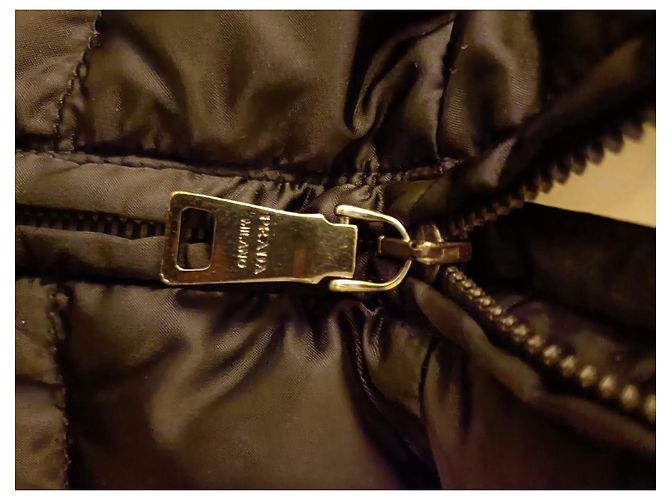 Prada Black Leather and Polyamide Down Jacket - view 9