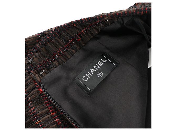 CHANEL - Gonna in tweed marrone e rosso (Taglia 34) - vista 4