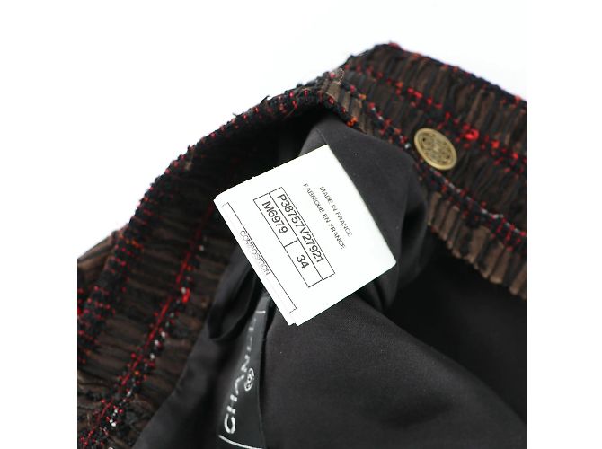 CHANEL - Gonna in tweed marrone e rosso (Taglia 34) - vista 5