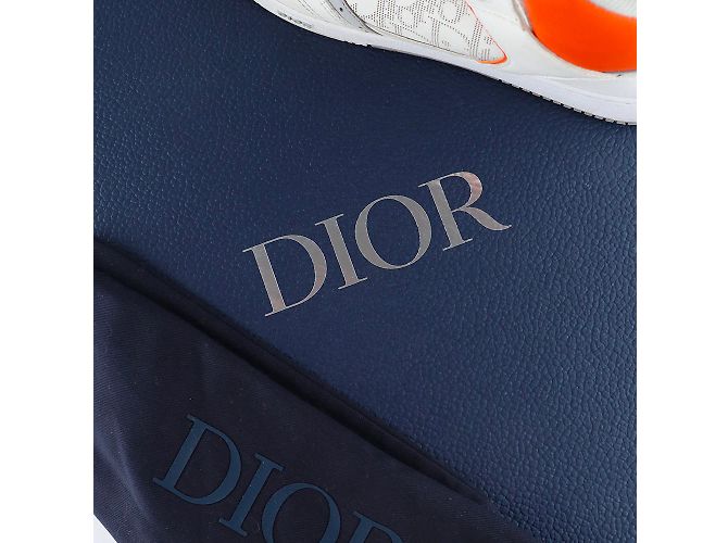 DIOR - Sneakers B27 High in pelle bianca e arancione (T43) Bianco - vista 8