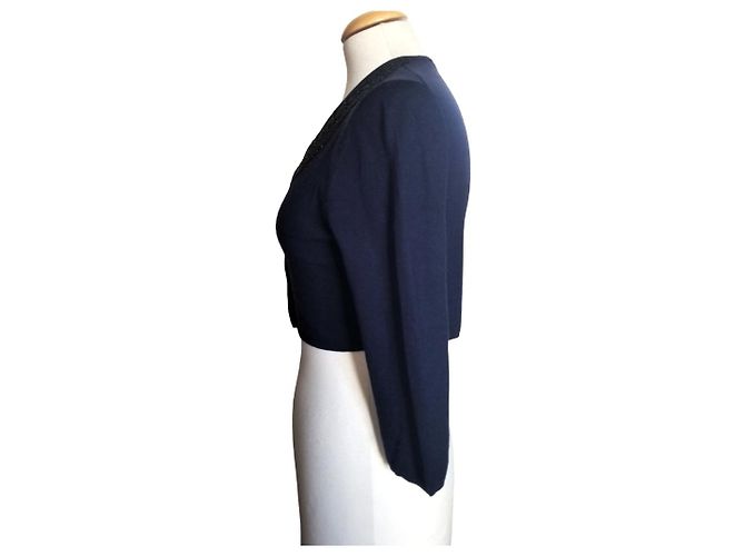 Giacca corta Parosh blu navy in cotone con perline - vista 6