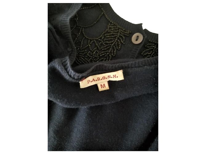 Giacca corta Parosh blu navy in cotone con perline - vista 7
