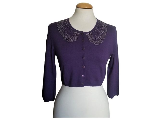 Giacca corta Parosh in seta e cashmere viola scuro - vista 2
