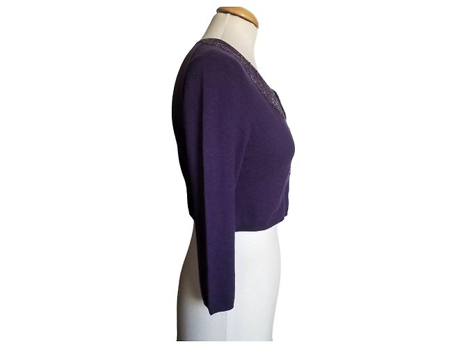 Giacca corta Parosh in seta e cashmere viola scuro - vista 5
