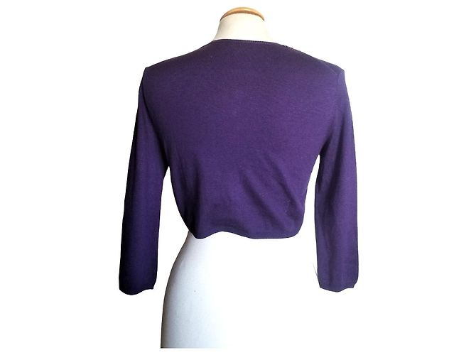 Giacca corta Parosh in seta e cashmere viola scuro - vista 6