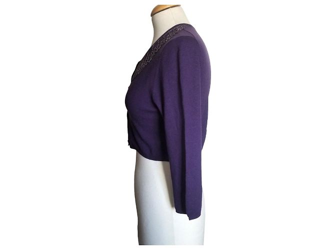 Giacca corta Parosh in seta e cashmere viola scuro - vista 7