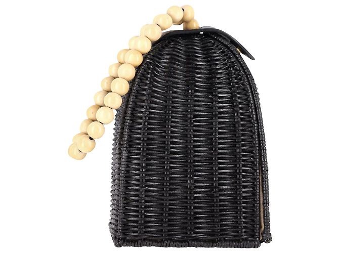 Borsa a trapezio Raya Ulla Johnson in rattan nero - vista 2