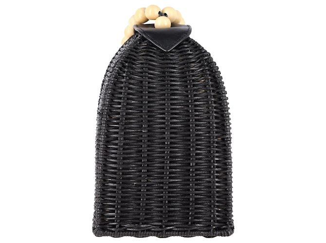 Borsa a trapezio Raya Ulla Johnson in rattan nero - vista 3