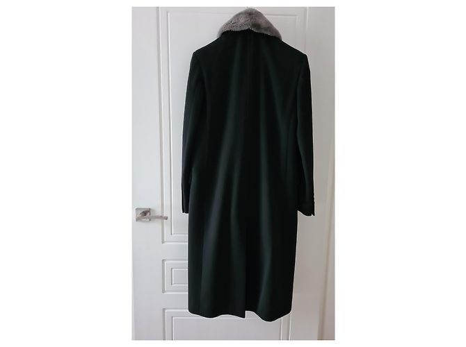 Manteau Paul Smith en laine noire avec col en fausse fourrure grise - vue 3