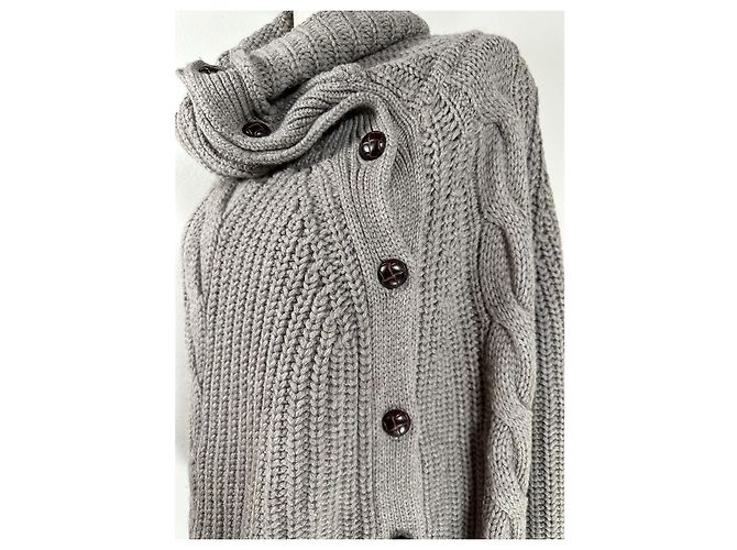 Autre Marque Repeat Cardigan Poncho Braun Merino Wolle M - Ansicht 3