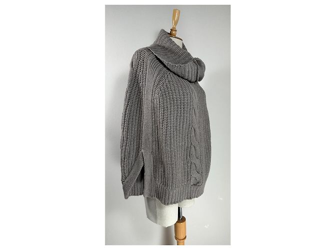 Autre Marque Repeat Cardigan Poncho Braun Merino Wolle M - Ansicht 5