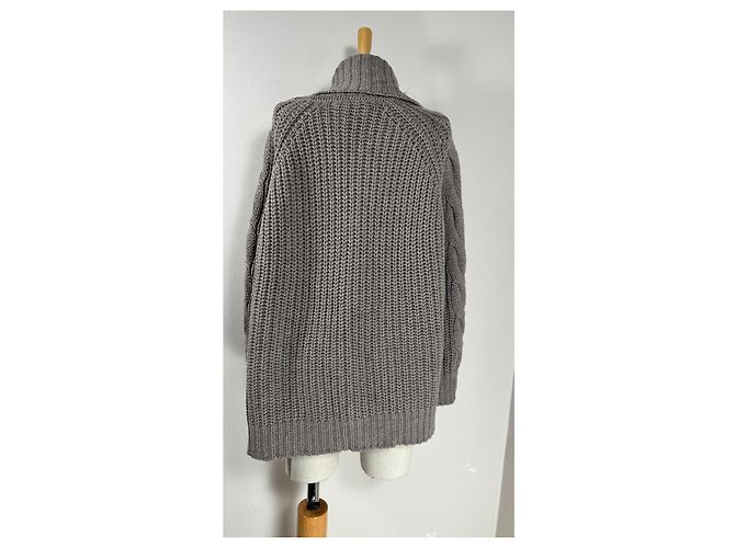 Autre Marque Repeat Cardigan Poncho Braun Merino Wolle M - Ansicht 6