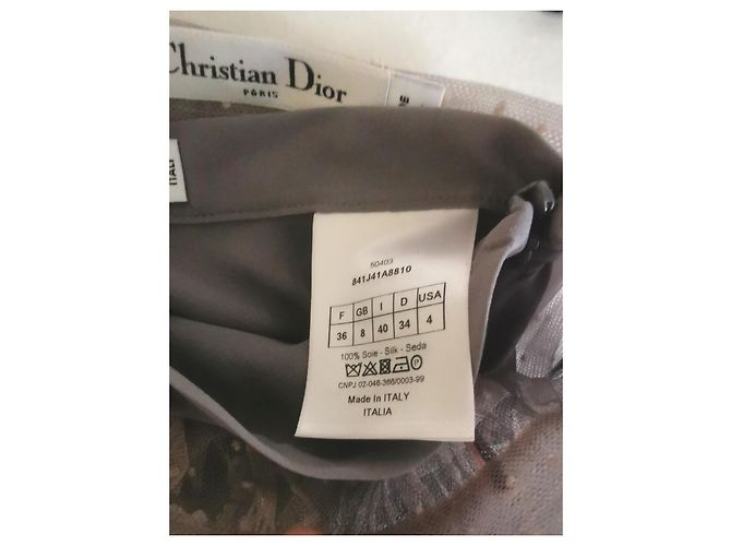 Falda de tul de seda Christian Dior FR36 Gris - vista 3