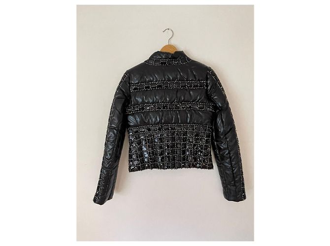 Completo Giacca e Gonna Chanel Nero Lana e Paillettes - vista 7