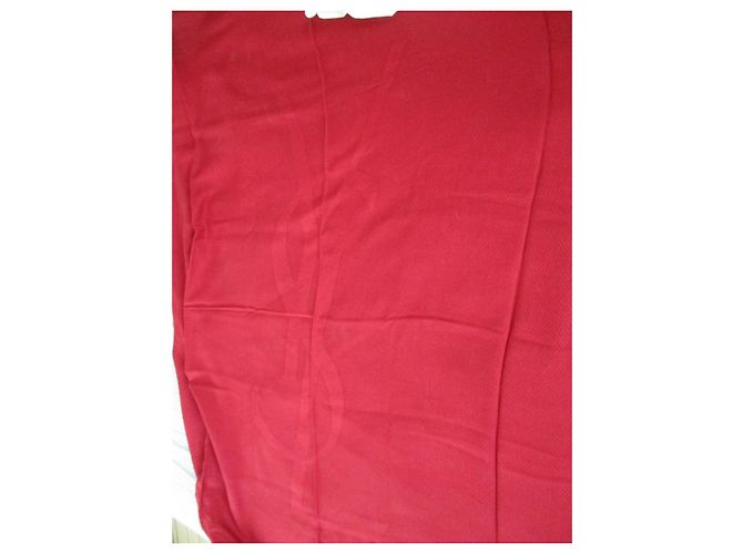 Yves Saint Laurent Stola in seta e cashmere. Rosso - vista 6