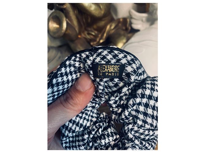 Alexandre de Paris Chouchou Vichy Nero in Cotone - vista 2