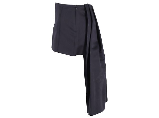Prada MIni Saia com Cauda em Cetim Azul Marinho - vista 2
