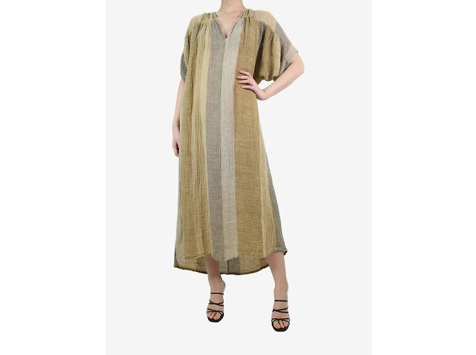 Masscob Beige gestreiftes Kleid mit V-Ausschnitt – Größe M/l - Ansicht 2
