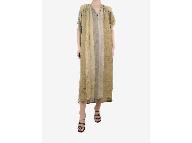 Masscob Beige gestreiftes Kleid mit V-Ausschnitt – Größe M/l - Ansicht 3