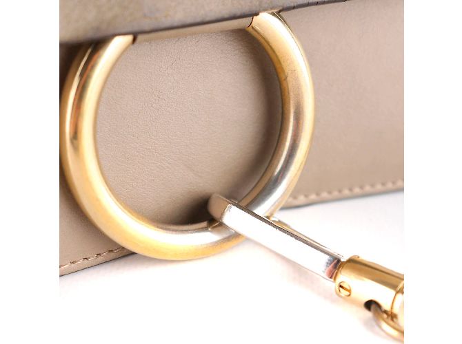CHLOÉ - Borsa a spalla Faye in pelle grigia liscia e camoscio Grigio - vista 4