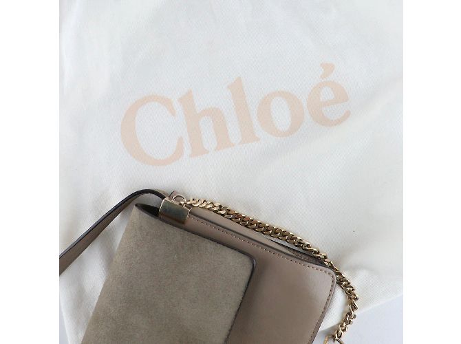 CHLOÉ - Borsa a spalla Faye in pelle grigia liscia e camoscio Grigio - vista 8