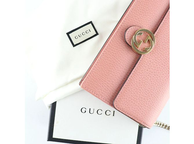 GUCCI - Borsa a spalla intrecciata in pelle rosa grana - vista 8