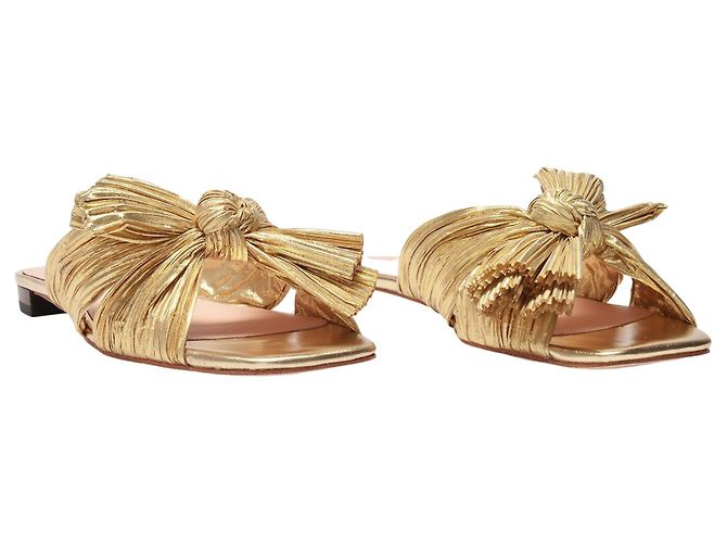 Loeffler Randall Sandali piatti Daphne Knot in tessuto dorato - vista 2