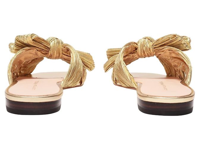 Loeffler Randall Sandali piatti Daphne Knot in tessuto dorato - vista 3