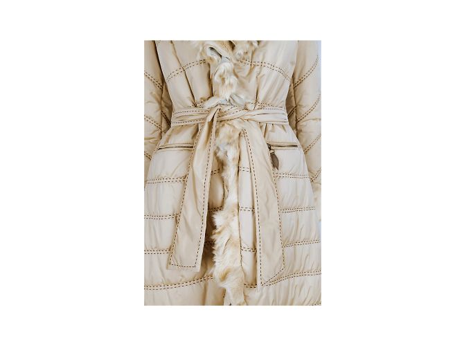 Autre Marque Piumino Lungo Roberta Scarpa Con Pelliccia Beige - vista 3