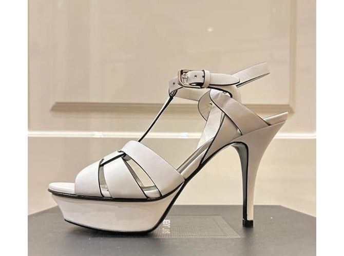 Sandali Yves Saint Laurent Tribute in pelle bianca 37 - vista 10