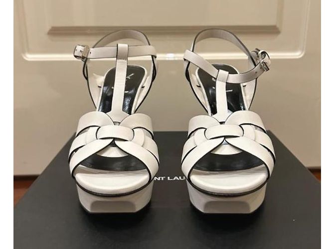 Sandali Yves Saint Laurent Tribute in pelle bianca 37 - vista 3