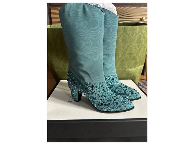 Gucci Lederstiefel Hellblau - Ansicht 2