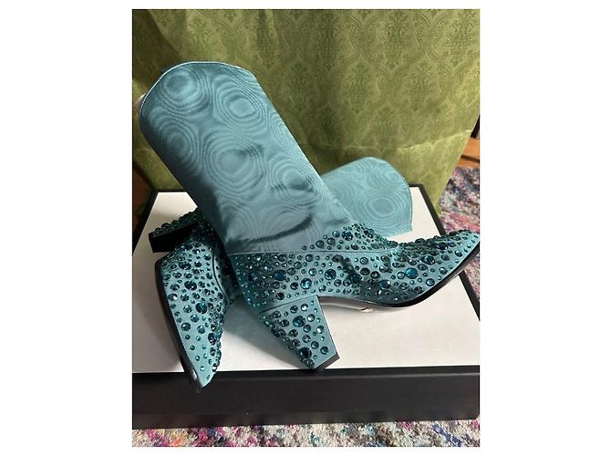 Gucci Lederstiefel Hellblau - Ansicht 4