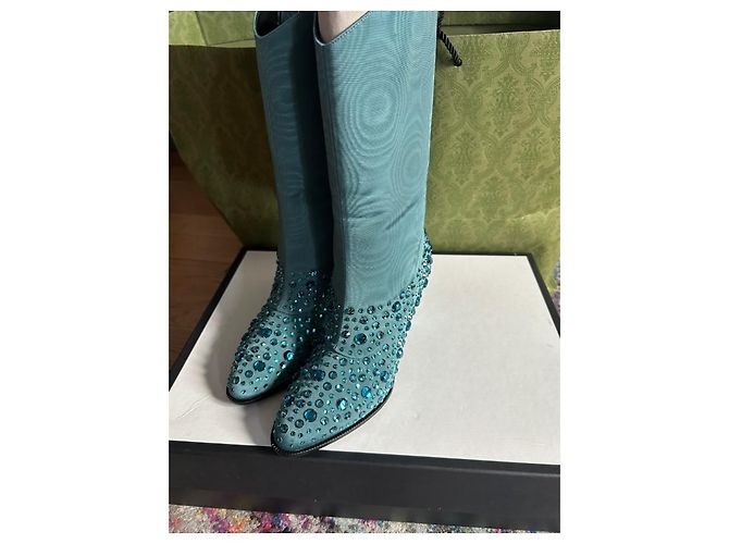 Gucci Lederstiefel Hellblau - Ansicht 7
