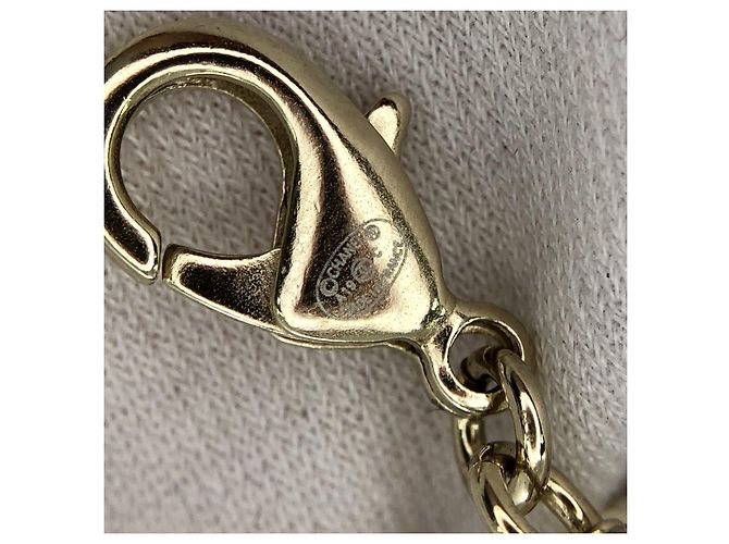 Chanel CC A19Etichetta con collana di perle blu e cristalli con logo C - vista 8