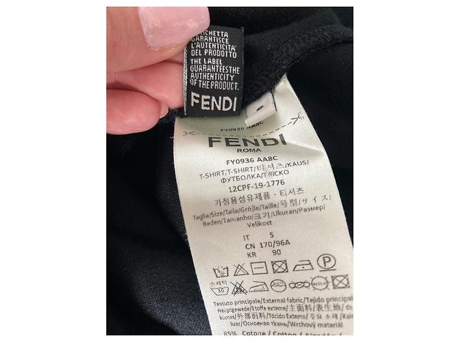 Fendi T-Shirt mit Samteffekt Schwarz mit Monogramm - Ansicht 11