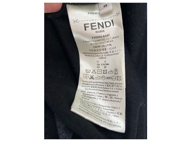 Fendi T-Shirt mit Samteffekt Schwarz mit Monogramm - Ansicht 12