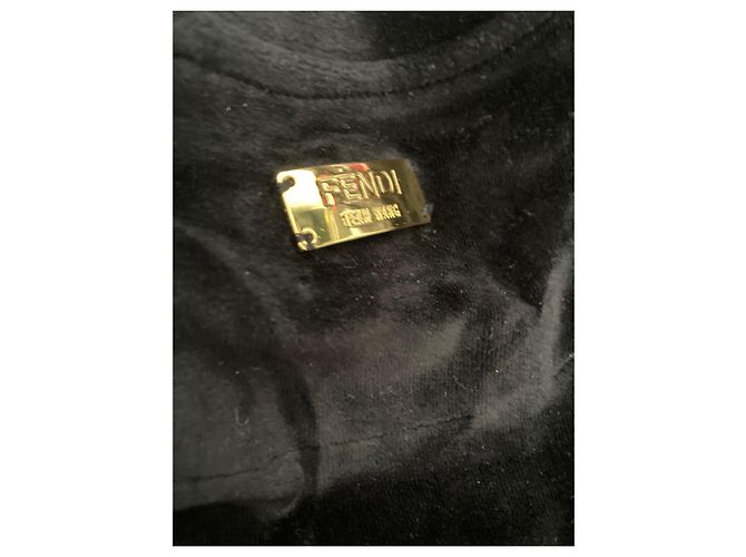 Fendi T-Shirt mit Samteffekt Schwarz mit Monogramm - Ansicht 4