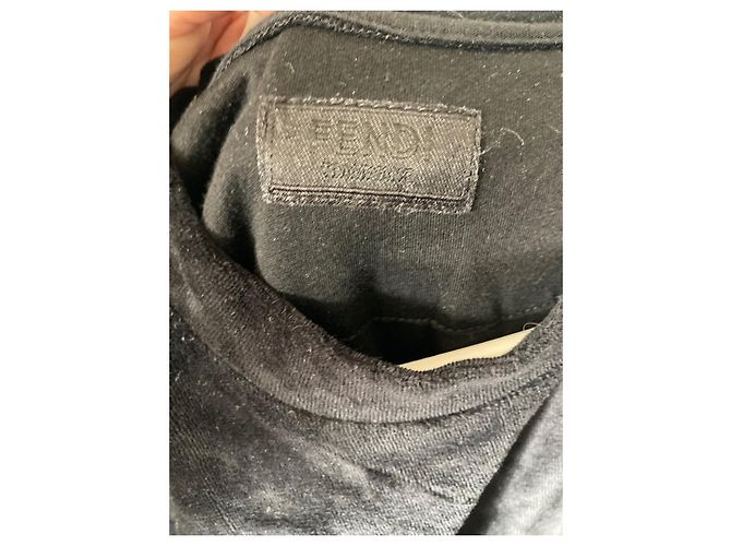 Fendi T-Shirt mit Samteffekt Schwarz mit Monogramm - Ansicht 5